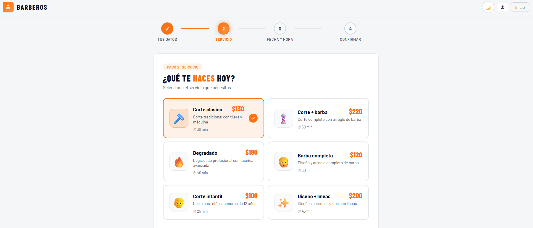 Elige tu servicio